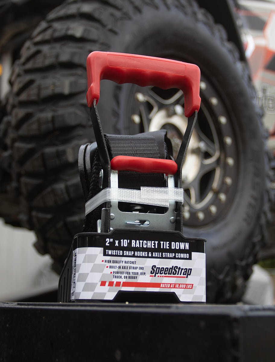 2″ X 10′ Ratchet Tie Down w/ Twisted Snap Hooks & Axle Strap Combo - OffRoad HQ