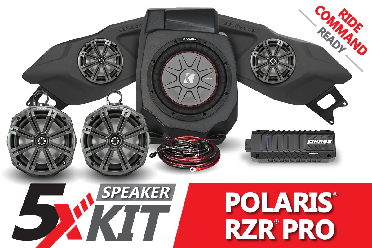 2020-2023 Polaris RZR Pro Phase X Kicker 5-Speaker Plug-&-Play System for Ride Command - OffRoad HQ