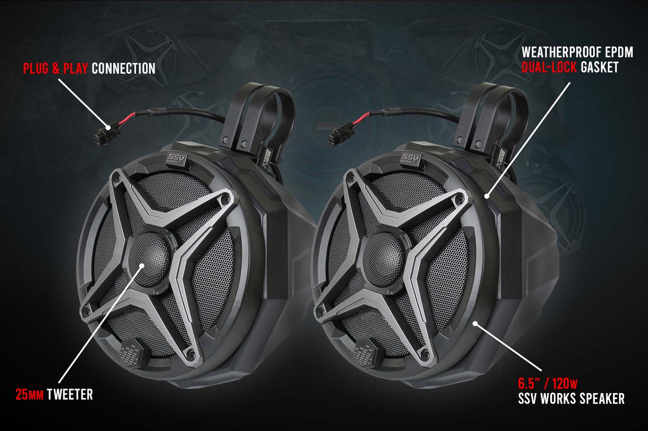 Add-on 6.5in Speaker Pods for SSV Works WP Overhead Series Systems - OffRoad HQ