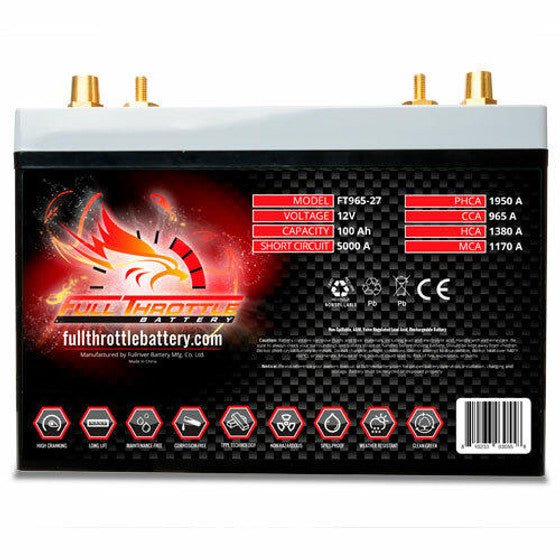 FT965-27 Full Throttle High-Performance AGM Battery