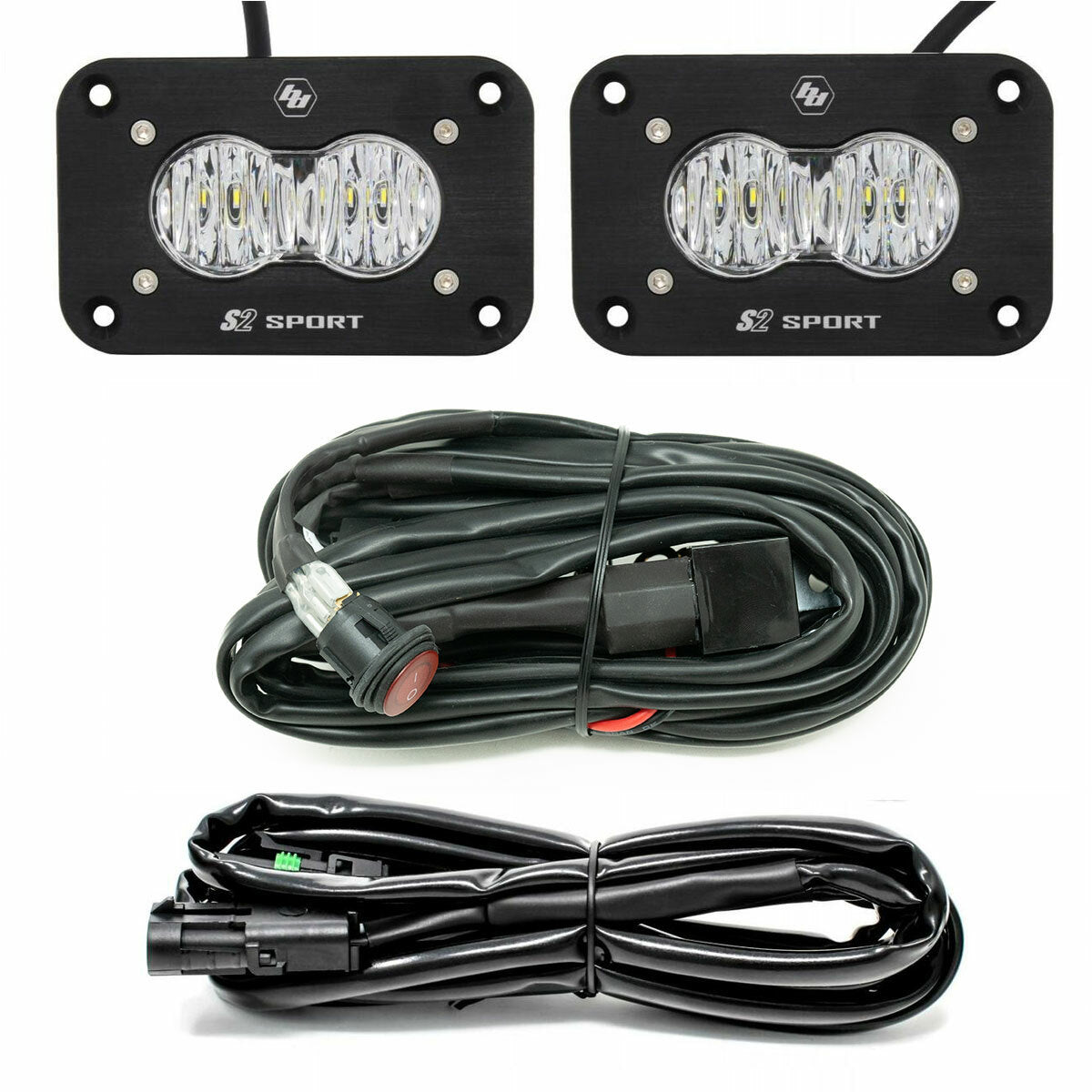 S2 Sport Black Flush Mount LED Light Pod Reverse Kit - Universal - OffRoad HQ