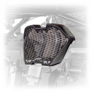 Laser cut aluminum vent panel aligned to grille frame