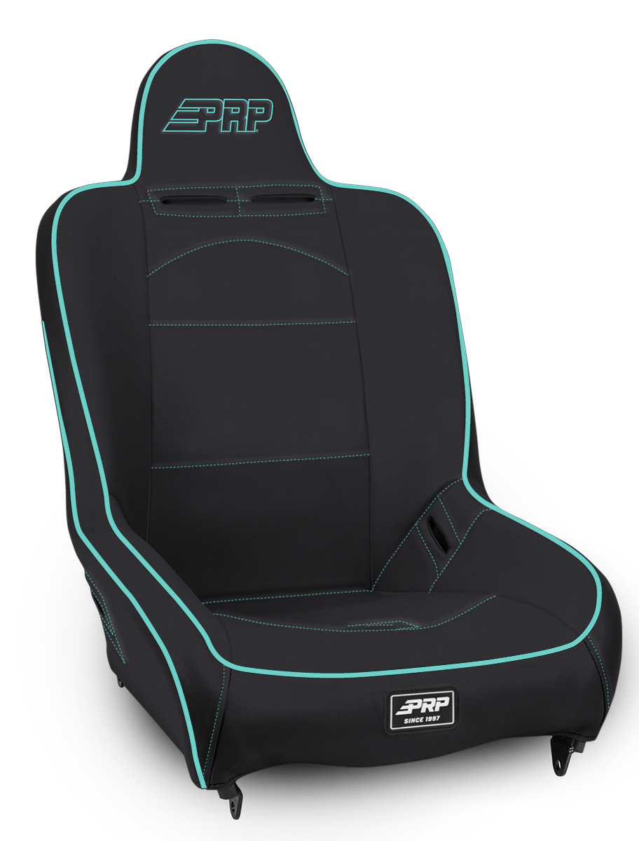 PRP Premier High Back Suspension Seat - Black & Teal Vinyl