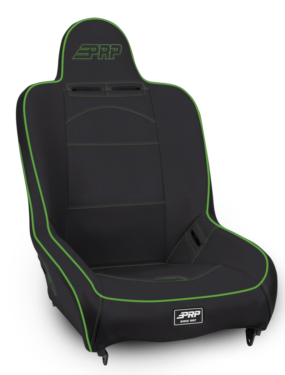 PRP Premier High Back Suspension Seat - Black & Green Vinyl