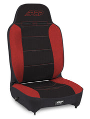PRP Enduro High Back Reclining Suspension Seat - Driver Side; Black & Red