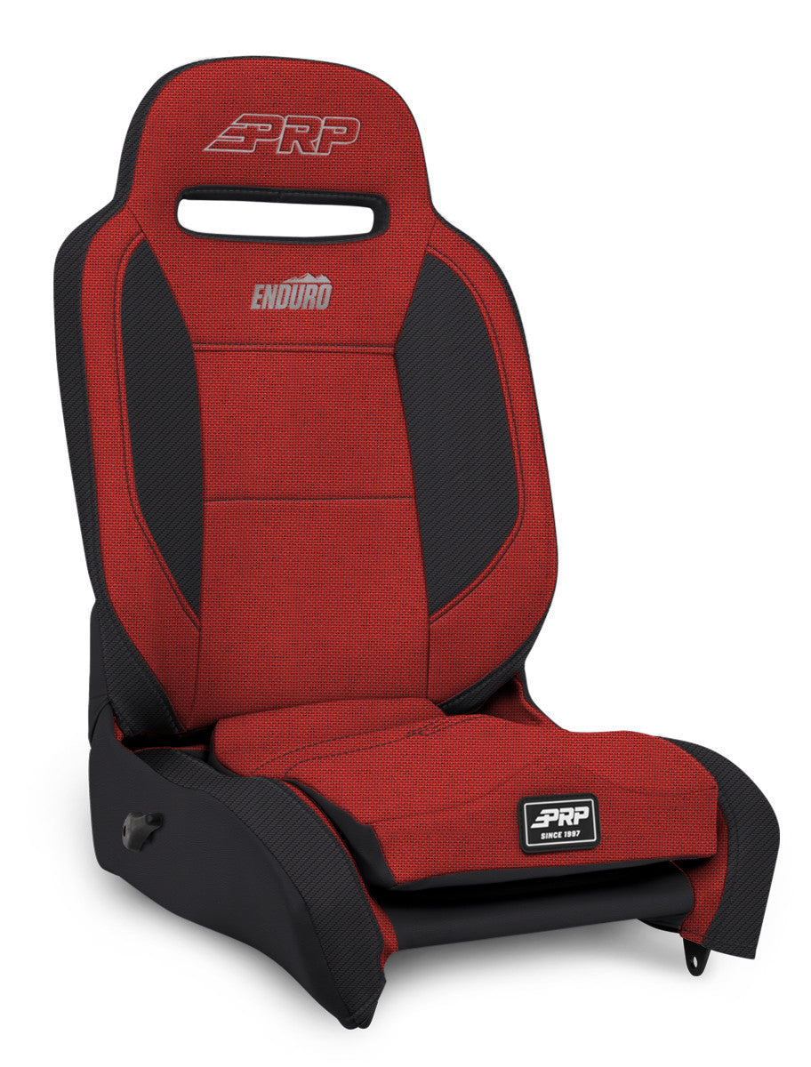 PRP Enduro High Back Reclining Suspension Seat - Passenger Side; Black & Red