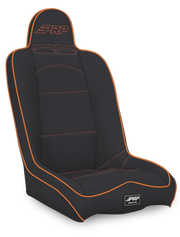 PRP Daily Driver High Back Suspension Seat - Black & Orange Vinyl