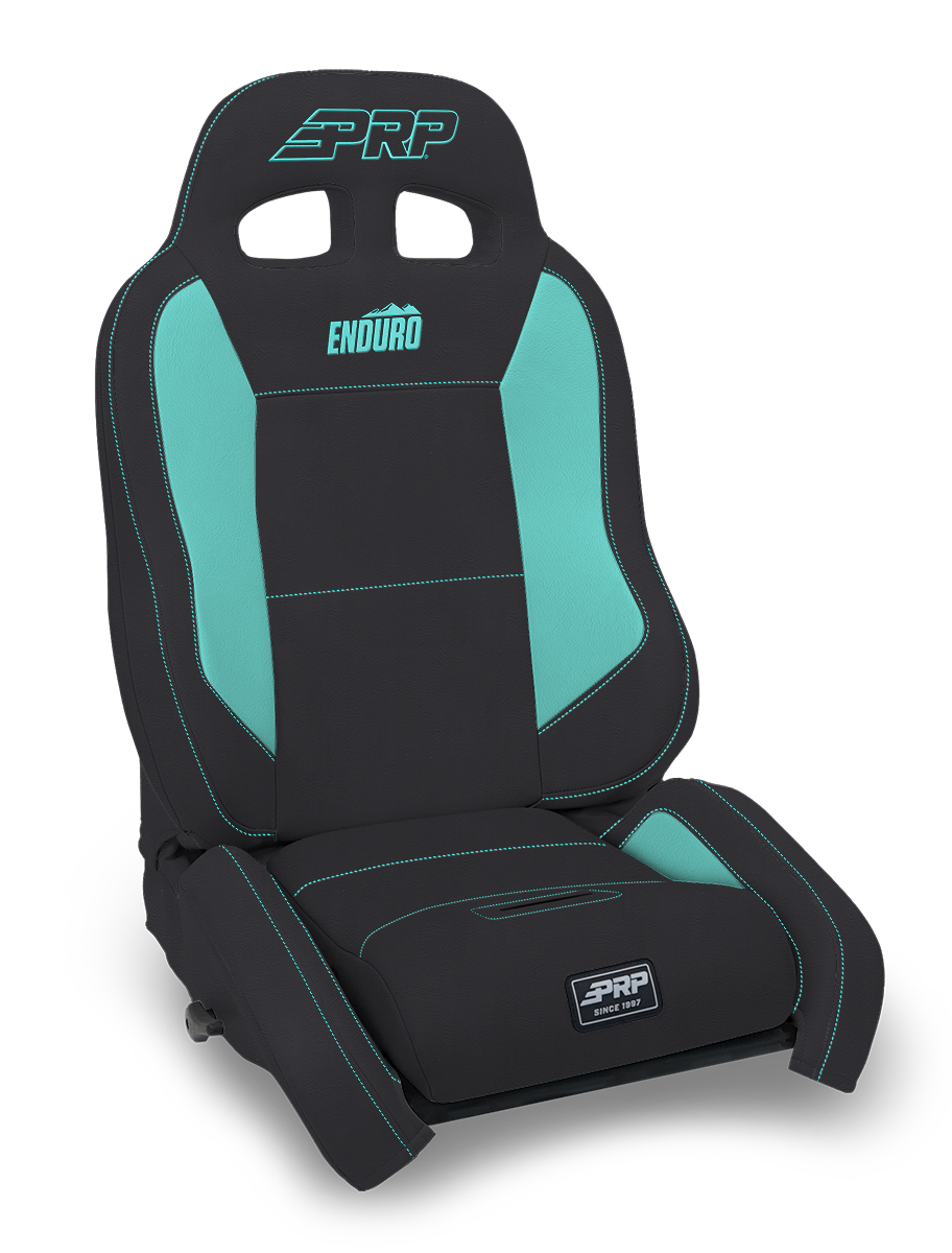 PRP EnduroCrawl Reclining Suspension Seat - Black & Teal Vinyl, Passenger