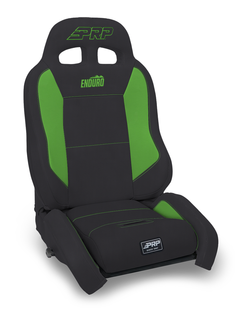 PRP EnduroCrawl Reclining Suspension Seat - Black & Green Vinyl, Passenger