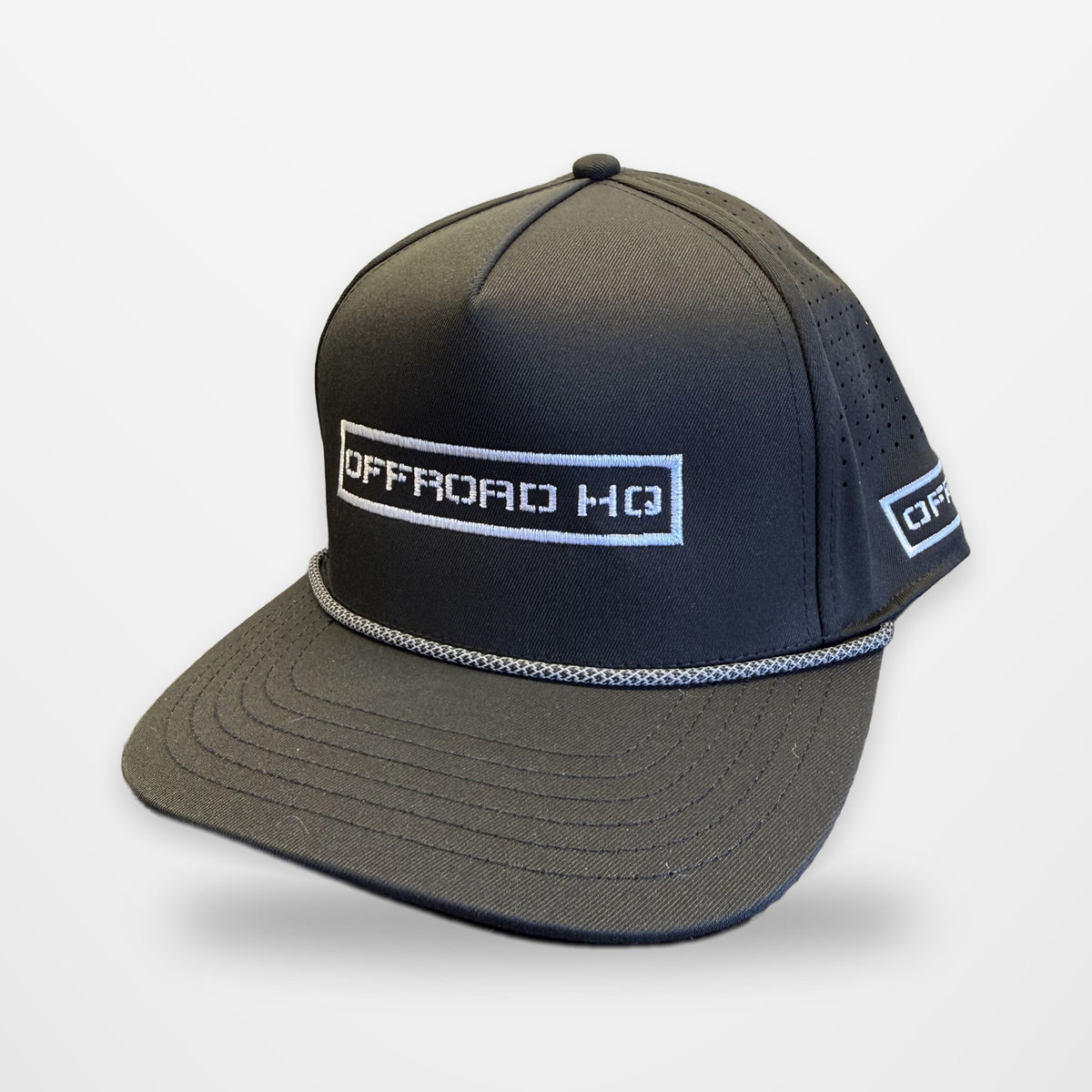 OffRoad HQ Rope Hat in black, front view with embroidered logo