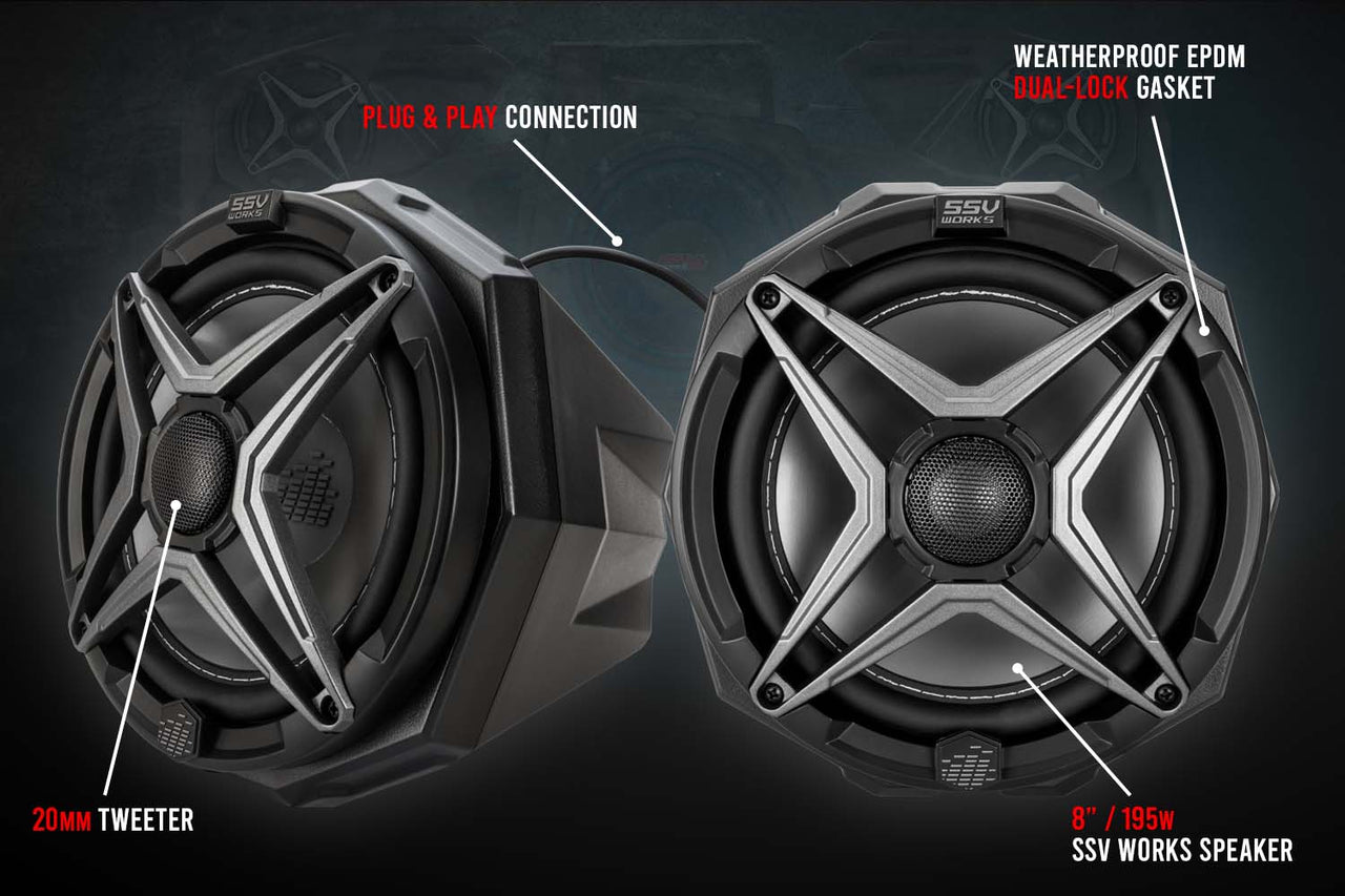 2021-2023 Polaris RZR Pro 8in Cage-Mounted Speaker Pods for Ride-Command - OffRoad HQ
